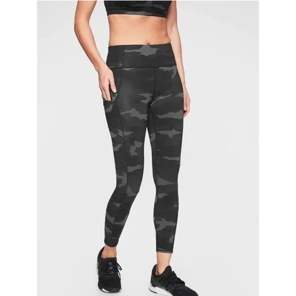 Athleta Camo Contender 7/8 Tight Legging In Powerlift Black & Grey, XS‎ - Picture 1 of 15